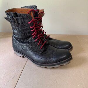 John Fluevog Guardian Angel “Ronald” Boots – Black Pebbled Leather – Size 11